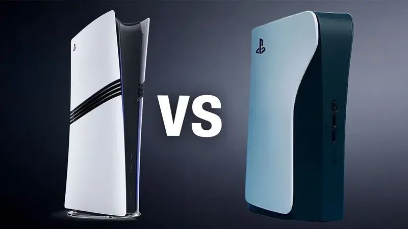 Comparación entre la PS5 Pro y la PS6 con diseño frente a frente.
