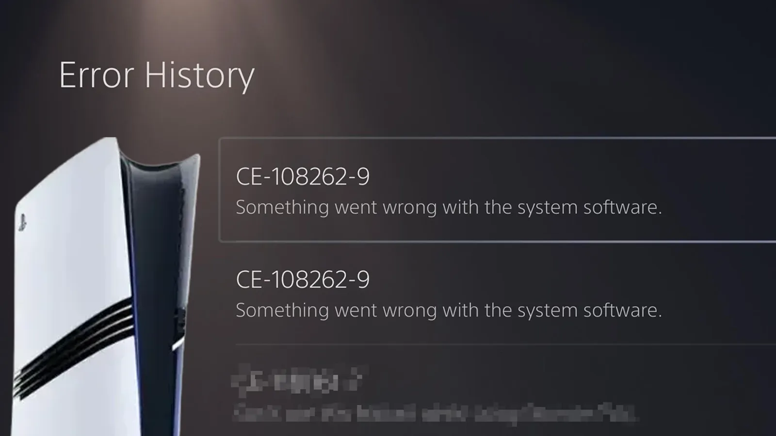 Historial de errores PS5
