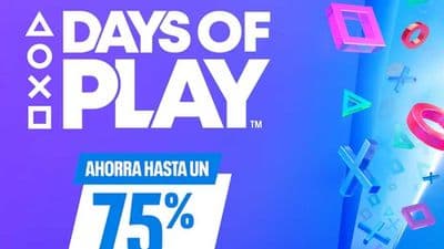 Days of Play PlayStation: ahorra hasta un 75% en juegos. Fondo morado con iconos del mando PS5.