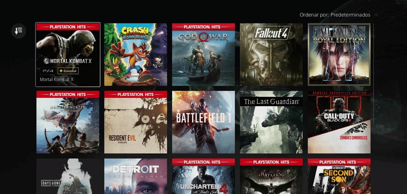 Pantalla de la PlayStation Plus Collection en PS5 con juegos de PS4 como God of War, Uncharted 4 y Resident Evil 7