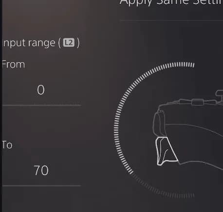 Interface shows a range input from 0 to 70 on the left, with a circular progress dial and a headset-like device silhouette on the right.