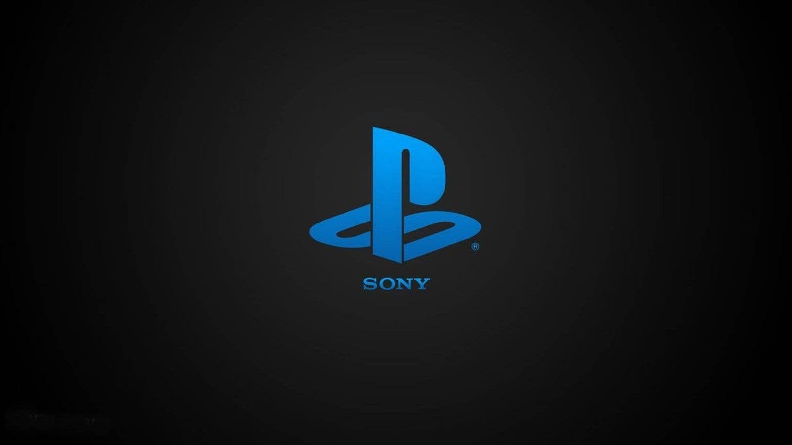 Logo azul de PlayStation de Sony sobre fondo negro oscuro