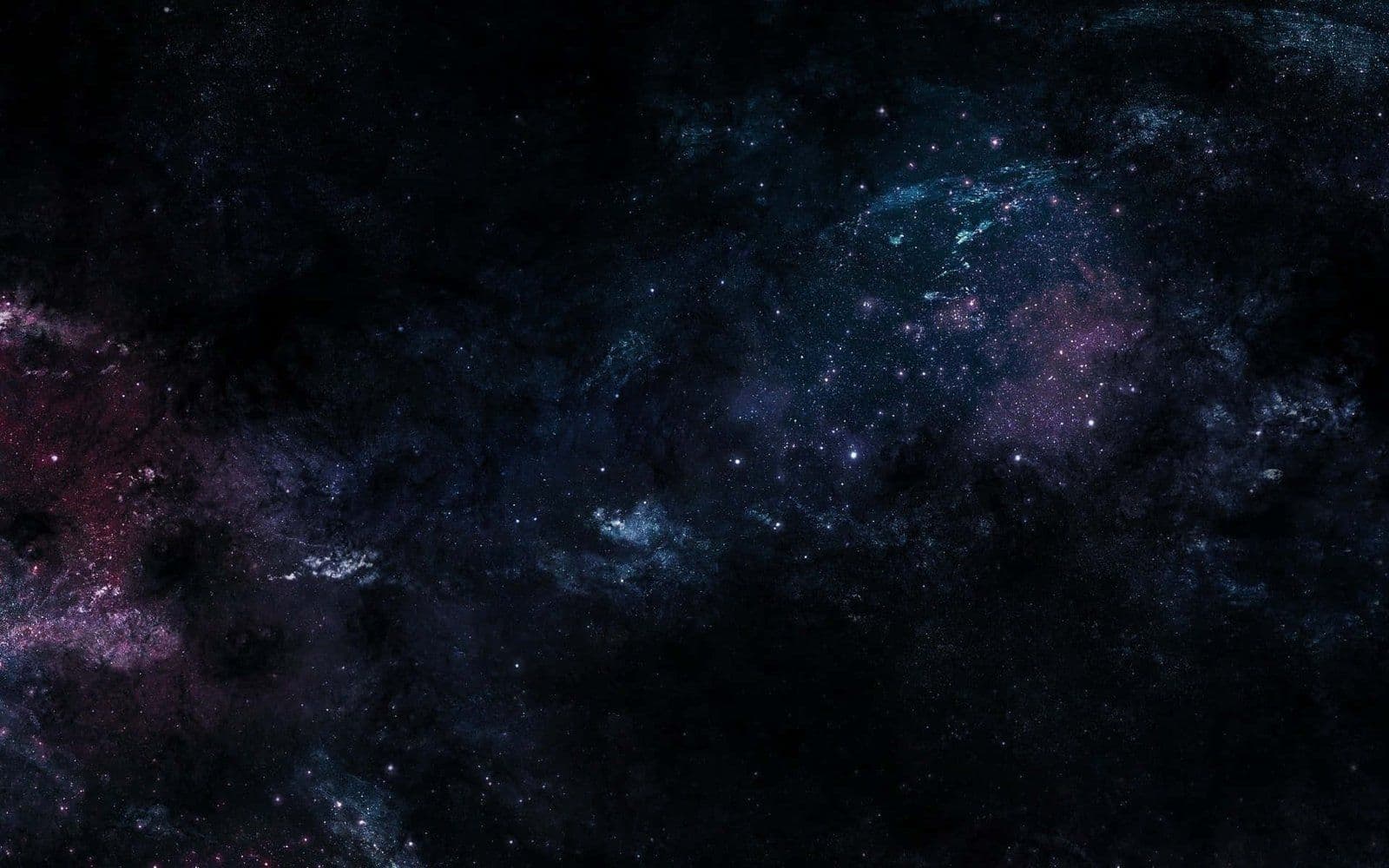 Nebulosa espacial con estrellas y nubes de gas en tonos azul, morado y rosa sobre fondo negro