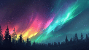 pngtree colorful northern lights aurora borealis on night sky image 15742381