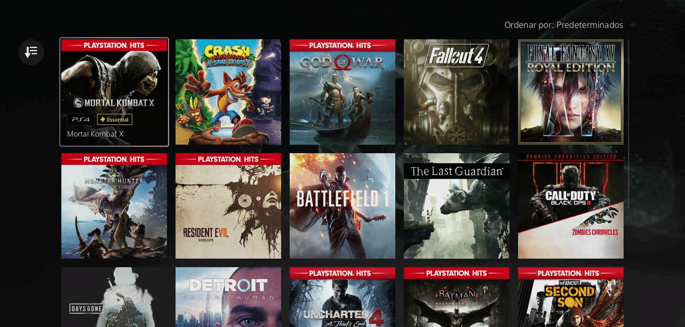Pantalla de la PlayStation Plus Collection en PS5 con juegos de PS4 como God of War, Uncharted 4 y Resident Evil 7
